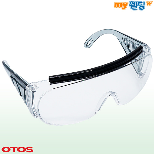 오토스 산업용 보호안경 무색보안경 B-618A 일안렌즈 안경겸착용 (PP-비닐포장)